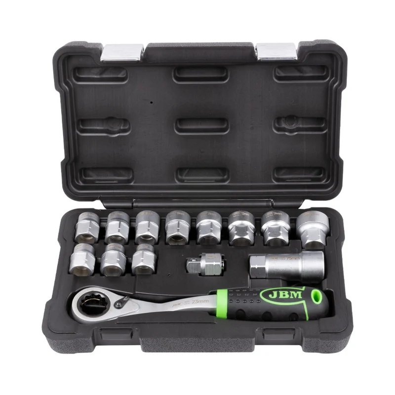 SET DI UTENSILI GO-THROUGH DA 14 PEZZI CON BUSSOLE DA 1/2" – FINITURA ZINCATA 54090 JBM