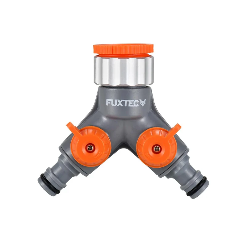 UXTEC 2-Vie Splitter FX-2WVT2 Possibilità di collegare 2 dispositivi a un rubinetto, con flusso d'acqua regolabile e chiudibile.
