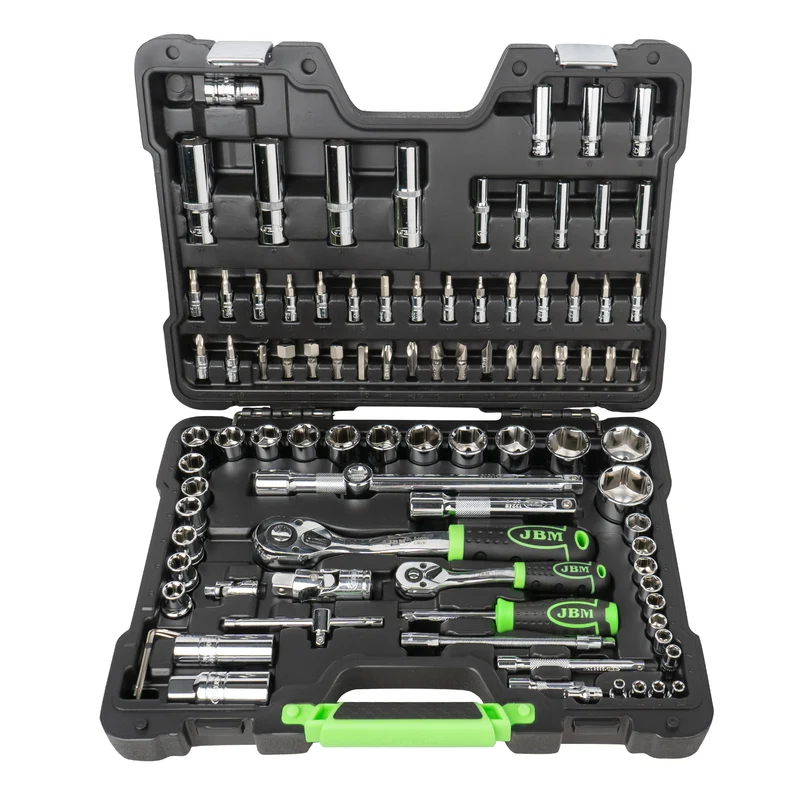 SET DI UTENSILI DA 94 PEZZI CON BUSSOLE ESAGONALI DA 1/4" E 1/2" – FINITURA CROMATA 54049 JBM