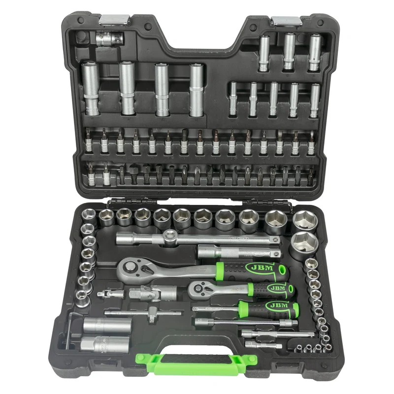 SET DI UTENSILI DA 94 PEZZI CON BUSSOLE ESAGONALI DA 1/4" E 1/2" – FINITURA ZINCATA 54038 JBM