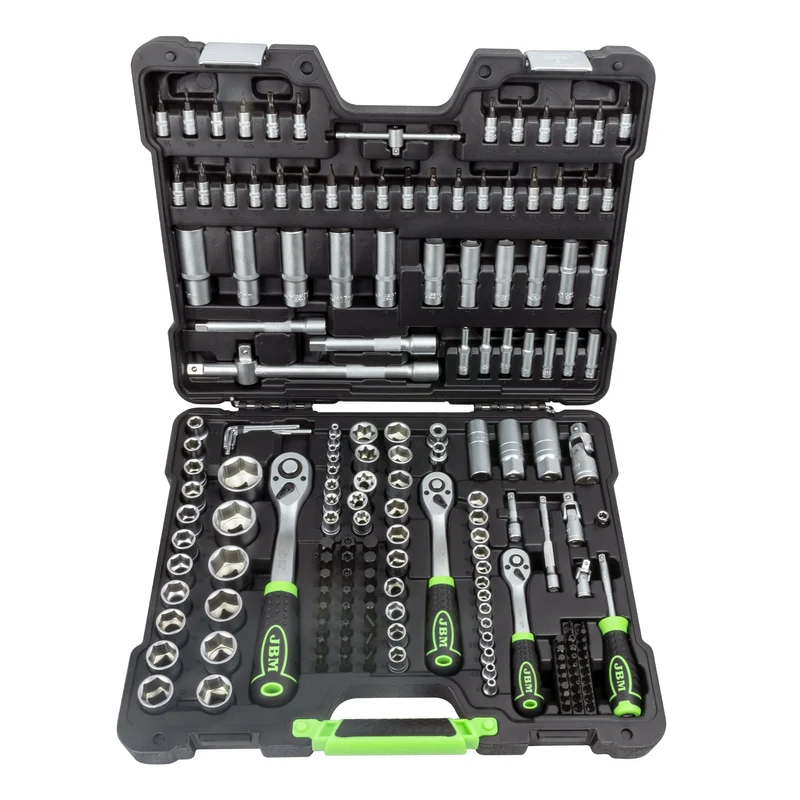 SET DI UTENSILI DA 179 PEZZI CON BUSSOLE ESAGONALI DA 1/4", 3/8" E 1/2" – FINITURA ZINCATA 54035 JBM