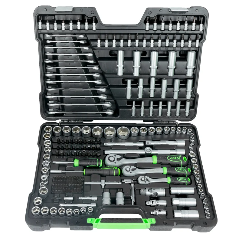 SET DI UTENSILI DA 216 PEZZI CON BUSSOLE ESAGONALI DA 1/4", 3/8" E 1/2" – FINITURA ZINCATA 54034 JBM