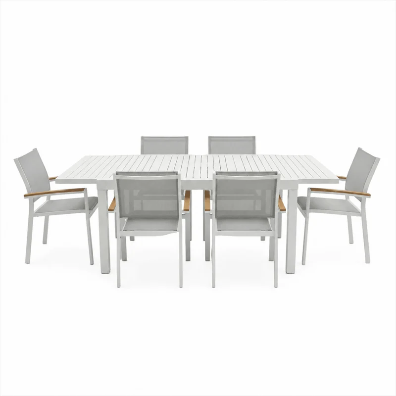 Set da giardino con tavolo allungabile bianco Zeus e 6 sedie Era | Xone