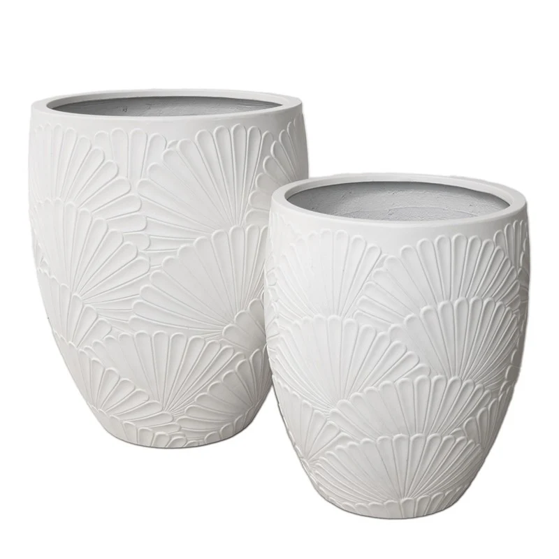 Vaso Tall Fan Avorio in vetroresina
