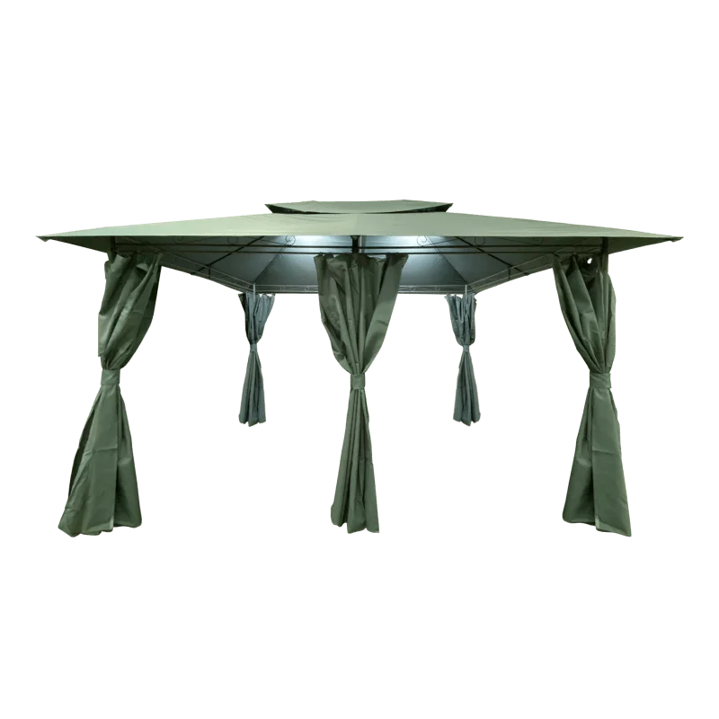 Gazebo fisso 3x4 m in acciaio con tende laterali Argo Xone