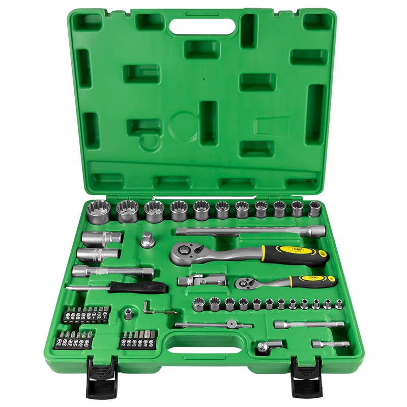 SET DI UTENSILI DA 60 PEZZI CON BUSSOLE SPLINE DA 1/2" E 1/4" – FINITURA ZINCATA 52722 JBM