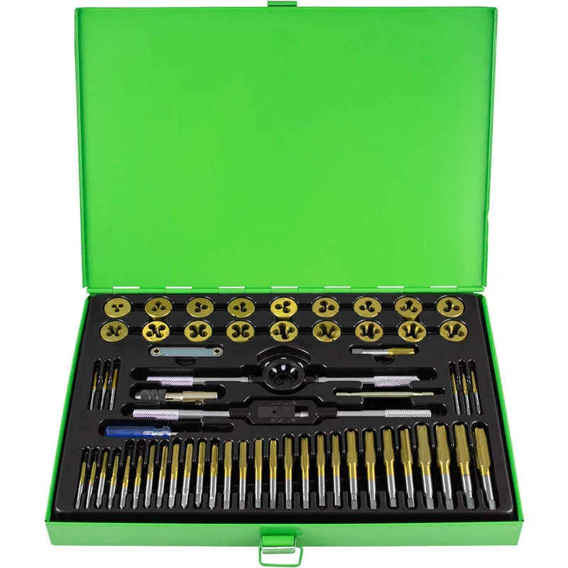 SET DI 58 PIEZZI DI MASCHI E FILIERE RIVESTITI IN TITANIO PASSO METRICO 50792 JBM