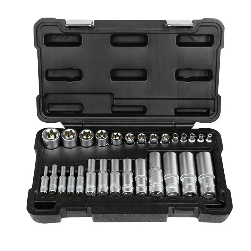 SET DI 28 BUSSOLE TORX CORTE E LUNGHE 1/2", 1/4" E 3/8" – FINITURA ZINCATA 54141 JBM