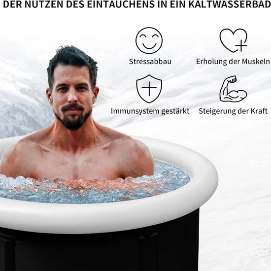 Bagno ghiaccio 80 cm XL - Con Cappotto Isolante - Pieghevole e Ripiegabile - Bagno - Vasca da sedere - Bagno con ghiaccio - Vasca idromassaggio