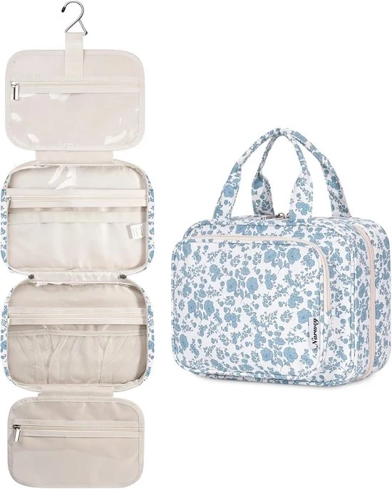 Organizzatore di Cipria da Parete per Donna con Stampa di Fiori e Gancio Grande e Spazioso in Blu