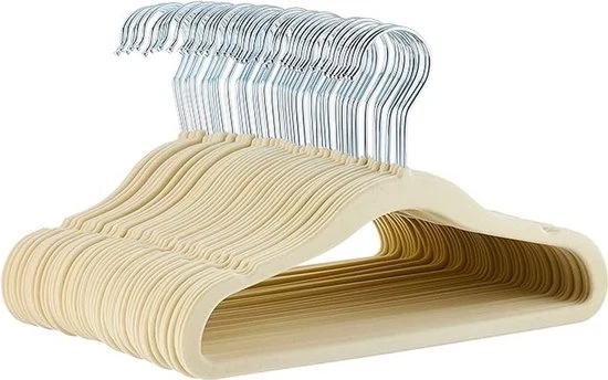 Hangers per bambini in tessuto beige - confezione da 50 pezzi