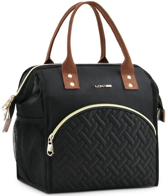 Borsa di picnic personalizzabile per donne - reutilizzabile - nera - isolata