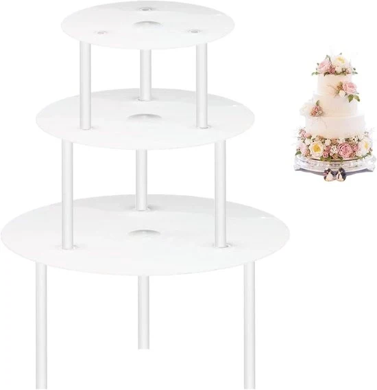 Torta con supporto centrale - 9 supporti torta - 3 livelli 12/16/20 cm - riutilizzabile - torte multi strati