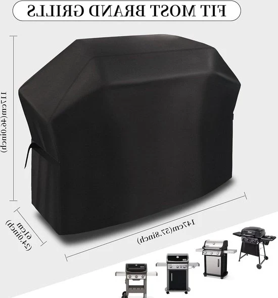 Asciugamano per barbecue impermeabile con cinturino ad aggancio grande formato 147x61x117 CM stoffa Oxford 420D - per barbecue all'aperto grill - resistente al vento resistente ai raggi UV resistente ai graffi - nero