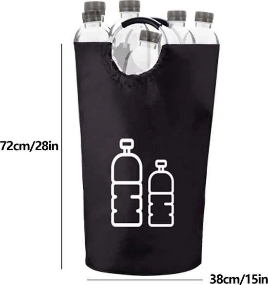 Verzamelaar per bottiglie da 82L - Opvollabile e riutilizzabile - Con maniglie in alluminio impermeabili - Ideale per cucina, giardino, campeggio - Capacità fino a 45 bottiglie - Design cilindrico