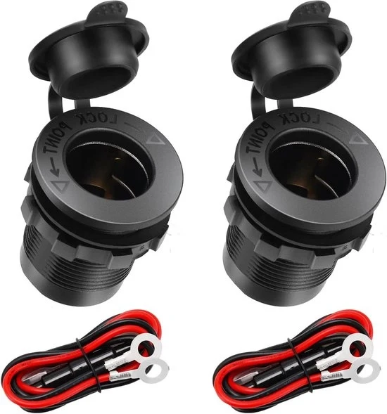 Accendino per sigarette acqua resistente per uso marino - 2 pezzi - Con cavo di connessione da 6 m - Adatto per 12 V/24 V DC - Per auto, barca, motocicletta