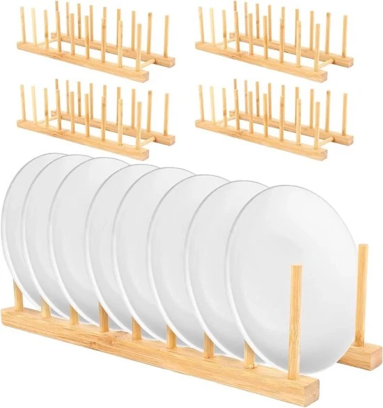 Afdruiprek in Legno con Supporto per Tavoli - 5 Pezzi - Multifunzionale - Legno - 34,5 x 12 x 10 cm