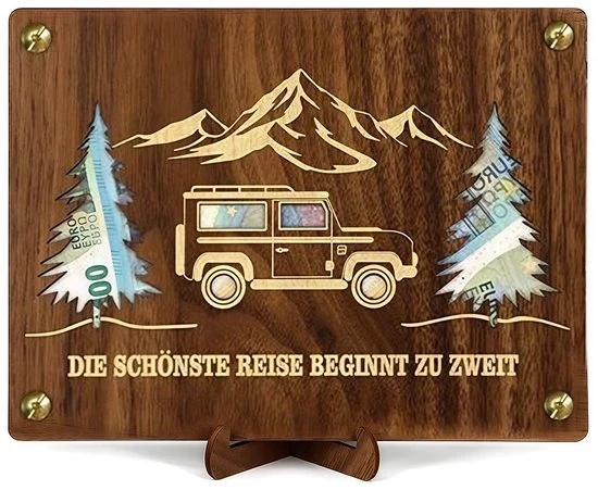 Regalo unico per viaggiare - Scatola di legno per la vacanza - 1 pezzo - 20x15 cm