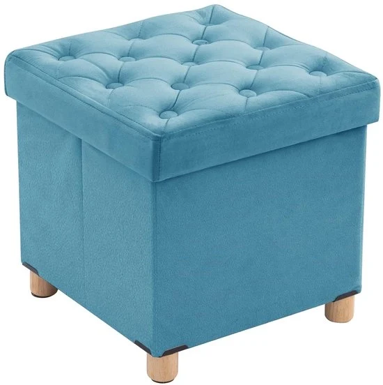 Sedia per Piedi Pieghevole con Cassetto - Verde - Gambe in Legno - 40 x 40 x 40 cm