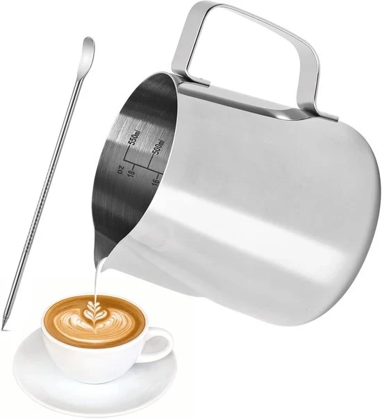 Melkiera in acciaio inossidabile - adatta per Latte Art - 600 ml - con misurino