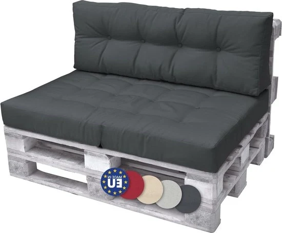 Cuscino per Pallet di Qualità Eco Elements 120x40x15 cm - Cuscino Grafite Grigio - Cuscino per Matrassa