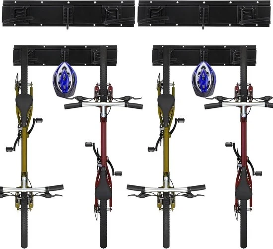 Supporto per Biciclette per 4 Biciclette e Caschi - Gancio di Stoccaggio Verticale Regolabile per Garage o Casa - 19,7 pollici/500mm