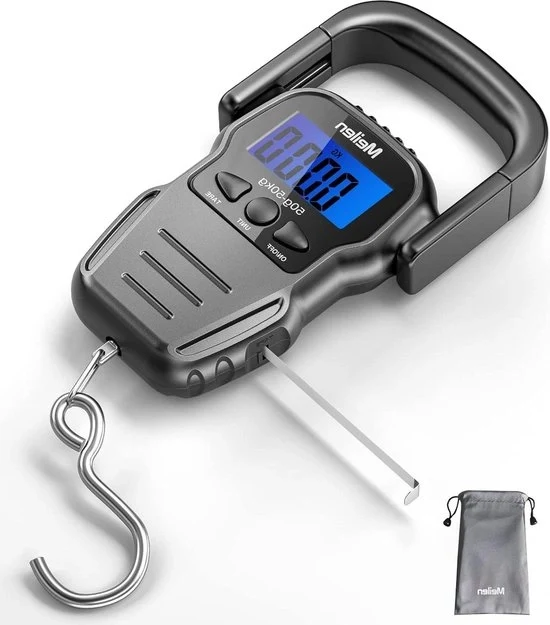 Pesa Bagagli per Adulti 110lb 50kg Pesa Digitale con Schermo LCD Visiera Pesa Appeso con Maniglia Comoda Maniglia di Misura con Batterie AAA 2 pezzi Nero cassaforte per Adulti