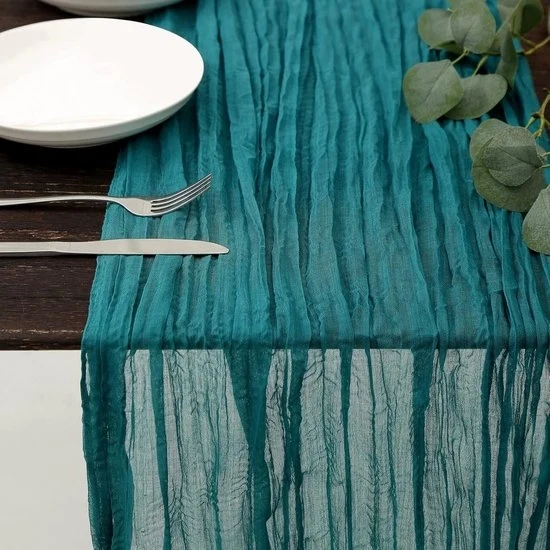 Tavolo runner in chiffon 90x180cm - Tavolo coperto pieghettato - Stile bohemiano per la decorazione del tavolo - Tavolo coperto in paglia - Decorazione per la casa - Adatto per feste e party