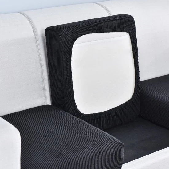 Cuscino banco coprigiusto - Cuscino banco elastico per salotto, coprigiusto per mobili, antiscivolo e soffice, con fondo elastico, Dimensioni ammortizzate: 135-165*65-95cm - nero