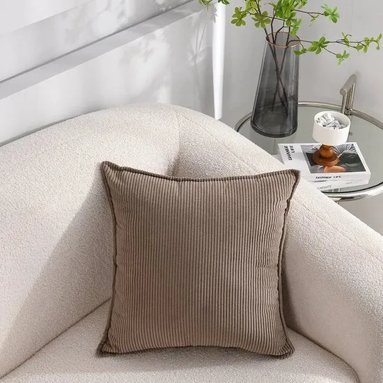 Set di 2 cuscini corduroy morbidi - cuscini decorativi con strisce - copri cuscino - per divano, auto, terrazzo, camera da letto, soggiorno - 30x50cm - Khaki