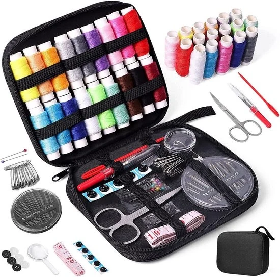 Kit di cucito portatile - Kit di cucito per viaggio - Materiale di cucito di qualità DIY - Mini kit di cucito per casa, viaggio e emergenze - Contiene ago, forbici, copriago, filo, righello e altro... - Stile 10