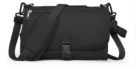 Verschonmat portatile per bambino - Set di cambiamento per bambino portatile con taschino per pannolini, disegnato per essere portatile, set di cambiamento per viaggi, regalo per neonati - nero, classico
