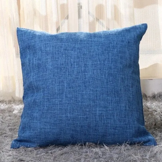 Set di cuscini in lino spessi - 2 pezzi - 45x45cm cuscini in lino quadrati - Copertura per cuscini all'aperto - Decorazione per la casa - Con cerniera invisibile - Adatto per divano letto, ufficio - Blu