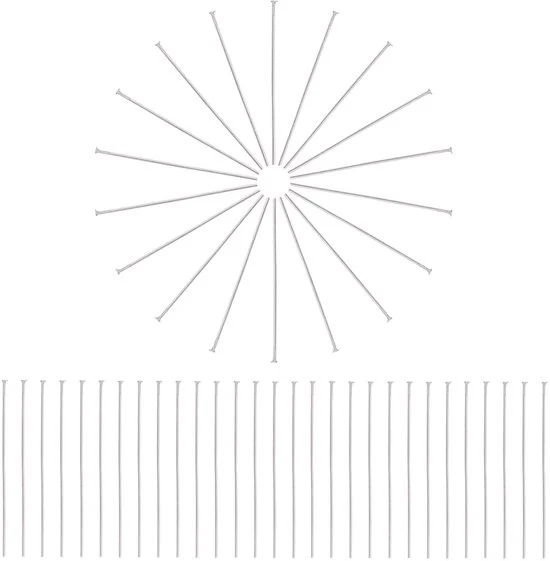 Pegs a testa piatta - 600 pezzi - Acciaio inox - Per la creazione di accessori - Ideali per il fai da te - 50 mm di lunghezza