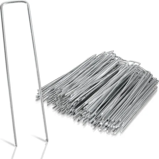 Grondankers 250 Stuks - 15x2.5cm - Anker in acciaio galvanizzato - Ø2.8mm - Sottofusto - per fissare telo di vetro, telo di plastica, recinzione, erba sintetica, coperture - anker stabile a U in acciaio galvanizzato