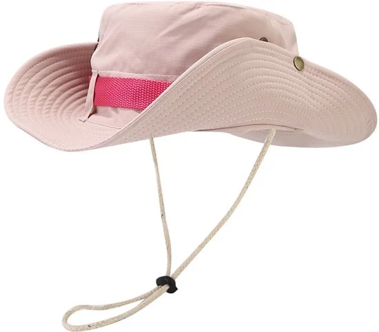 Cappello da sole, protezione respirante Cappello da pesca Larga fascia Cappello da safari Cappello a maglia respirante per campeggio, escursioni, viaggi - Rosa