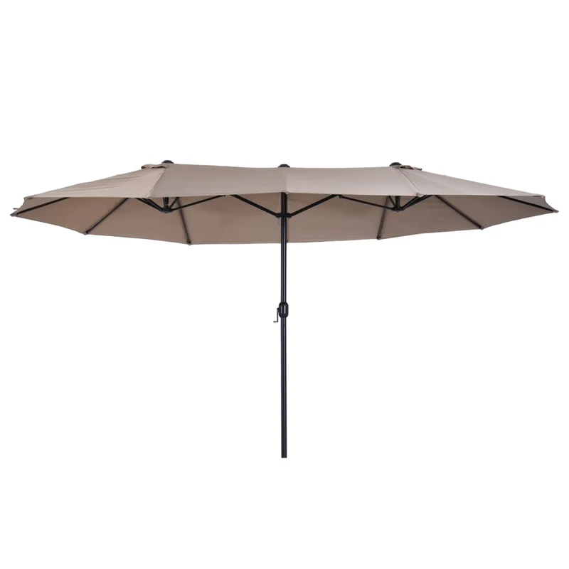 Ombrellone da giardino doppio con apertura a manovella in acciaio e poliestere, robusto e pratico per esterno 455x265x238cm