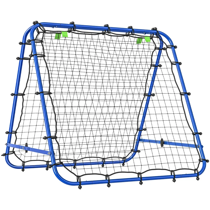 Rebounder per Calcio e Pallamano a Doppio Lato, Rete di Rimbalzo Regolabile con 5 Inclinazioni, 100 x 68-95cm, per Giardino, Blu