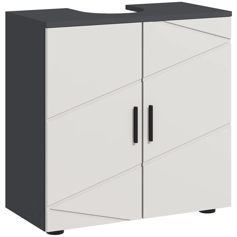 Mobile Sottolavabo Bagno per Piedistallo 2 Ante Mensola Regolabile Grigio 60x30x60cm Salvaspazio