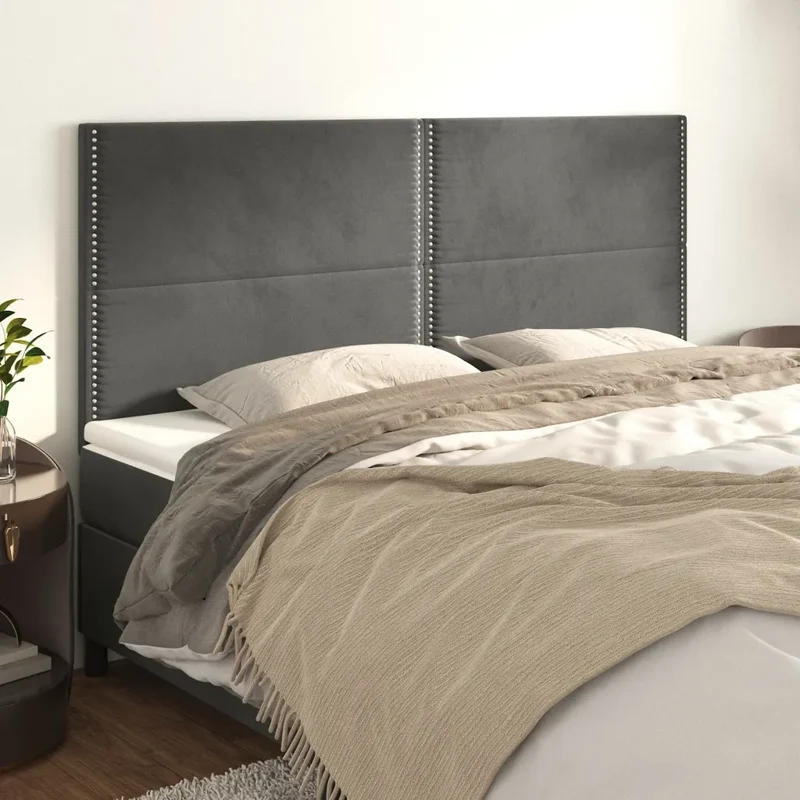 Testiera Grigio Scuro 200x5x118/128 cm Velluto 3116259