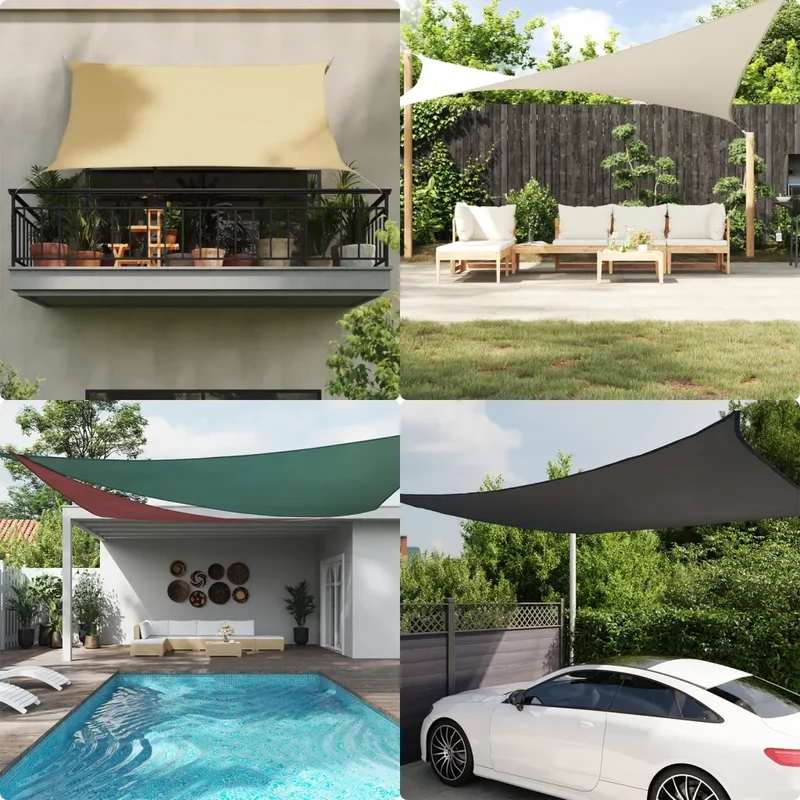 Parasole a Vela in Tessuto Oxford Rettangolare 2x4m Bianco 135257