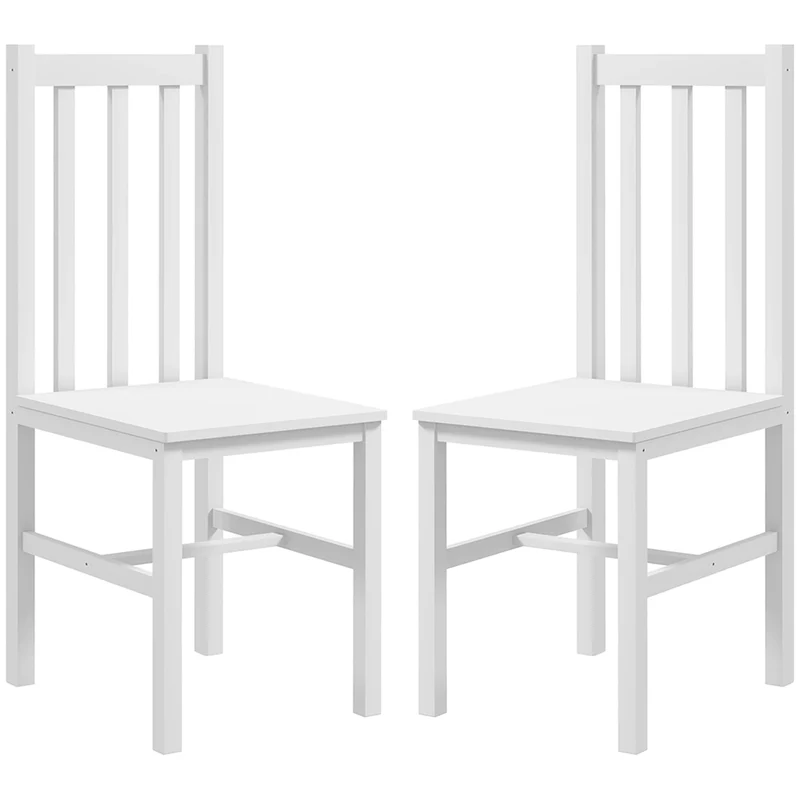 Set di 2 Sedie da Pranzo e Cucina in Legno Massello Bianco Design Moderno Robusto 38,5 cm x 47,5 cm x 99 cm