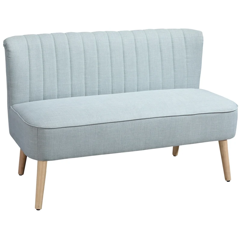 Divano 2 Posti Imbottito Verde Chiaro Compatto e Robusto per Casa Soggiorno Carico 220 kg 117 x 56,5 x 77 cm