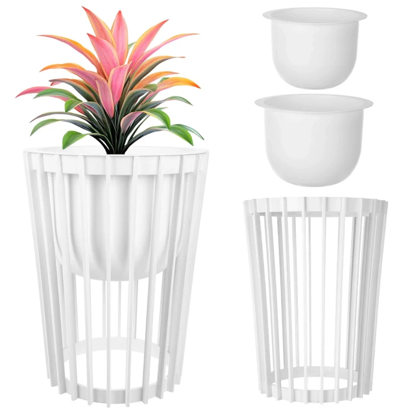 Supporto per fiori bifacciale KADAX Loft, bianco, 53,5 cm + 2 inserti