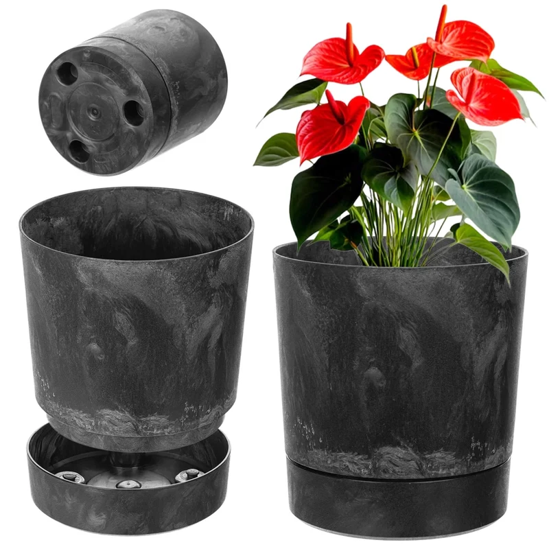 Vaso da fiori KADAX con supporto, rotondo, in plastica, 27,5 cm