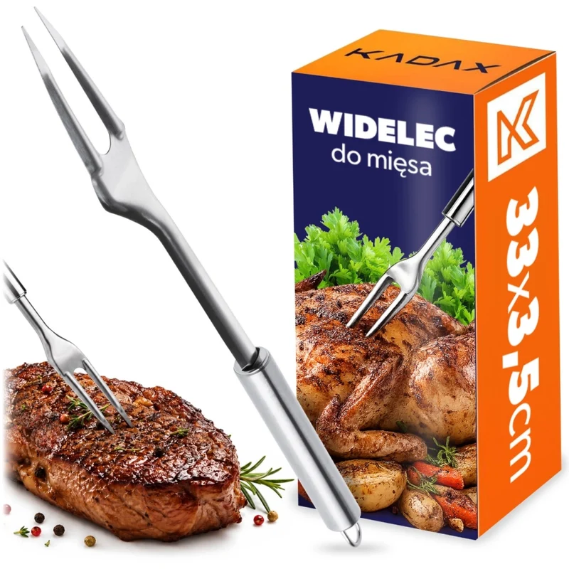 Forchetta da carne KADAX, spiedino per servire carne, bistecche e griglia, 33 cm
