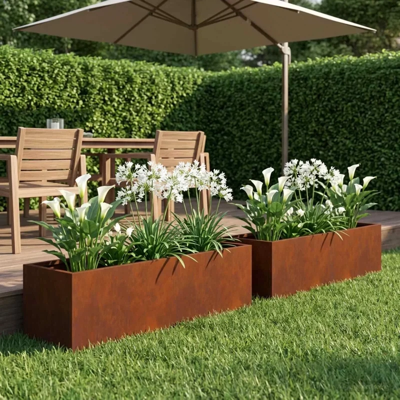 Vaso da giardino 2 pz Ruggine 100 x 20 x 20 cm Acciaio Corten 8005189