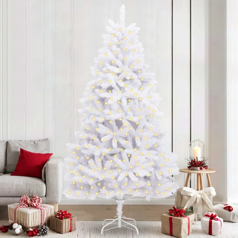 Albero di Natale artificiale 300 LED PVC e Acciaio Bianco 3210117