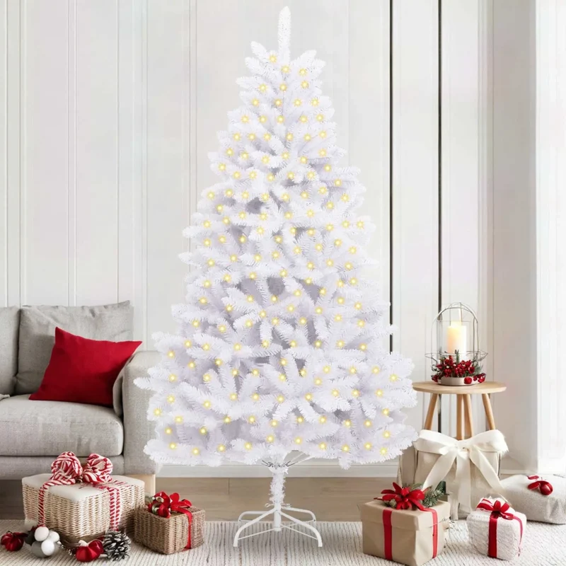 Albero di Natale artificiale 300 LED PVC e Acciaio Bianco 3210116