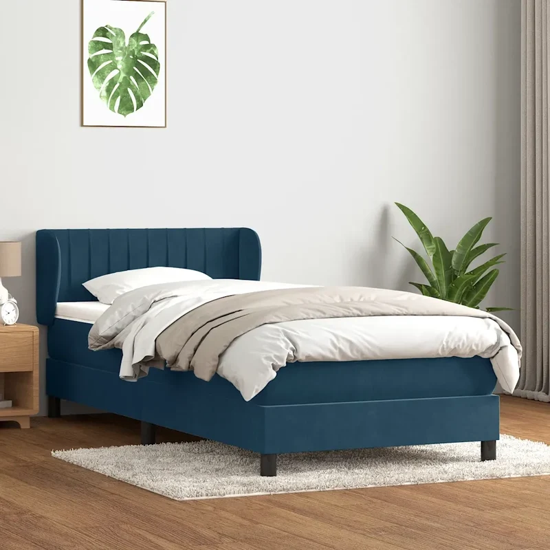 Giroletto a Molle con Materasso Blu Scuro 80x210 cm Velluto 3317677